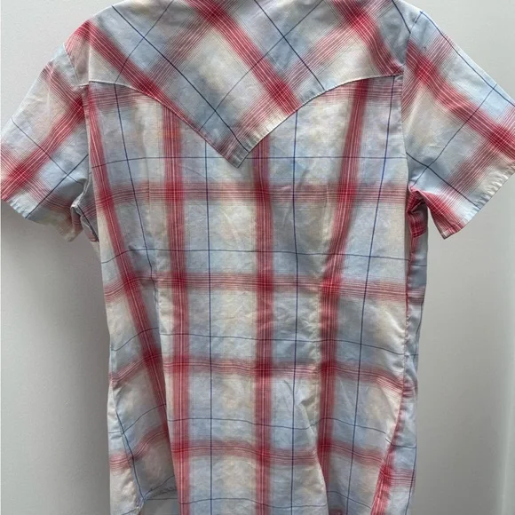 Women’s Western Plaid Wrangler Shirt - Red and Blue - Picture 3 of 3